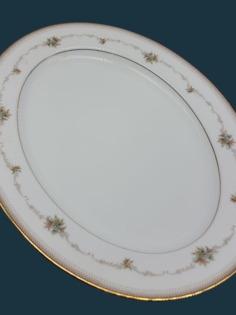 VTG Noritake Joanne 13.5" Oval Serving Platter Fine China #6466 Japan Gold Trim - Picture 7 of 8